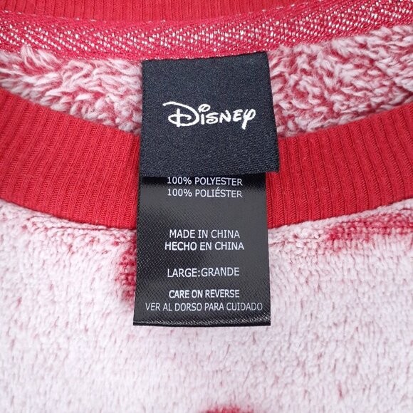 Disney Womens Plush Sweatshirt L Mickey Mouse Pullover Red 713 - Picture 4 of 6